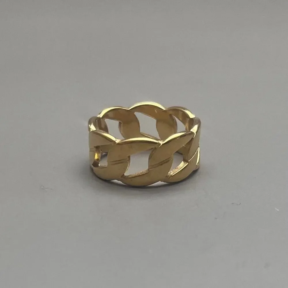 Y2K Vintage Gold Cuban Ring – Size 8, Unisex, Brand New
